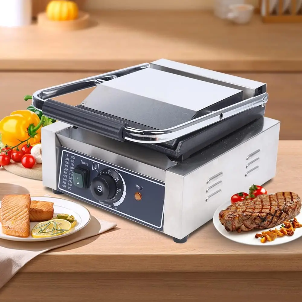 Electric Griddle, 1800W Single Flat Plates Electric Stainless Steel Sandwich Maker Smooth Flat Surface Sandwich Tempe 2