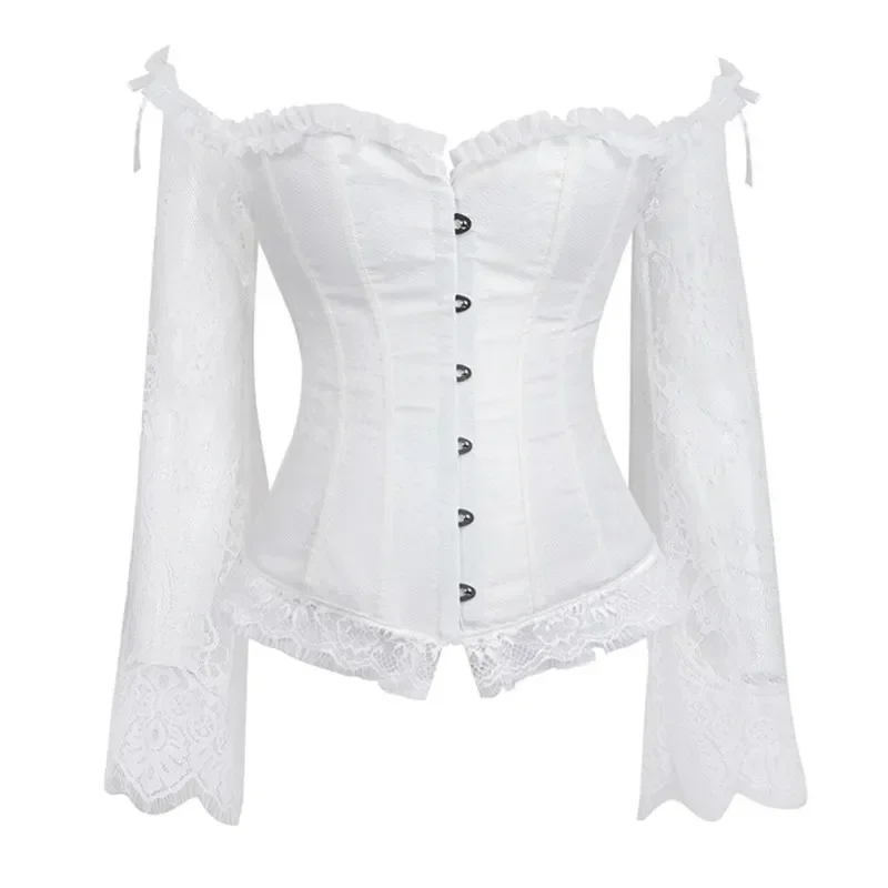 Corset Tops for Women with Sleeves Victorian Retro Burlesque Lace Corset and Bustiers Vest Goth Renaissance Sexy Costumes