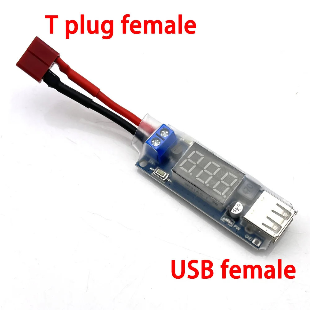 Фото Понижающий преобразователь постоянного тока XT60 XT30 JST T с вилкой на USB 5,5*2,1, 5,5*2,5, 9 В, 12 В, 24 В, 42 в, 5 В, USB-модуль понижающего источника питания №3