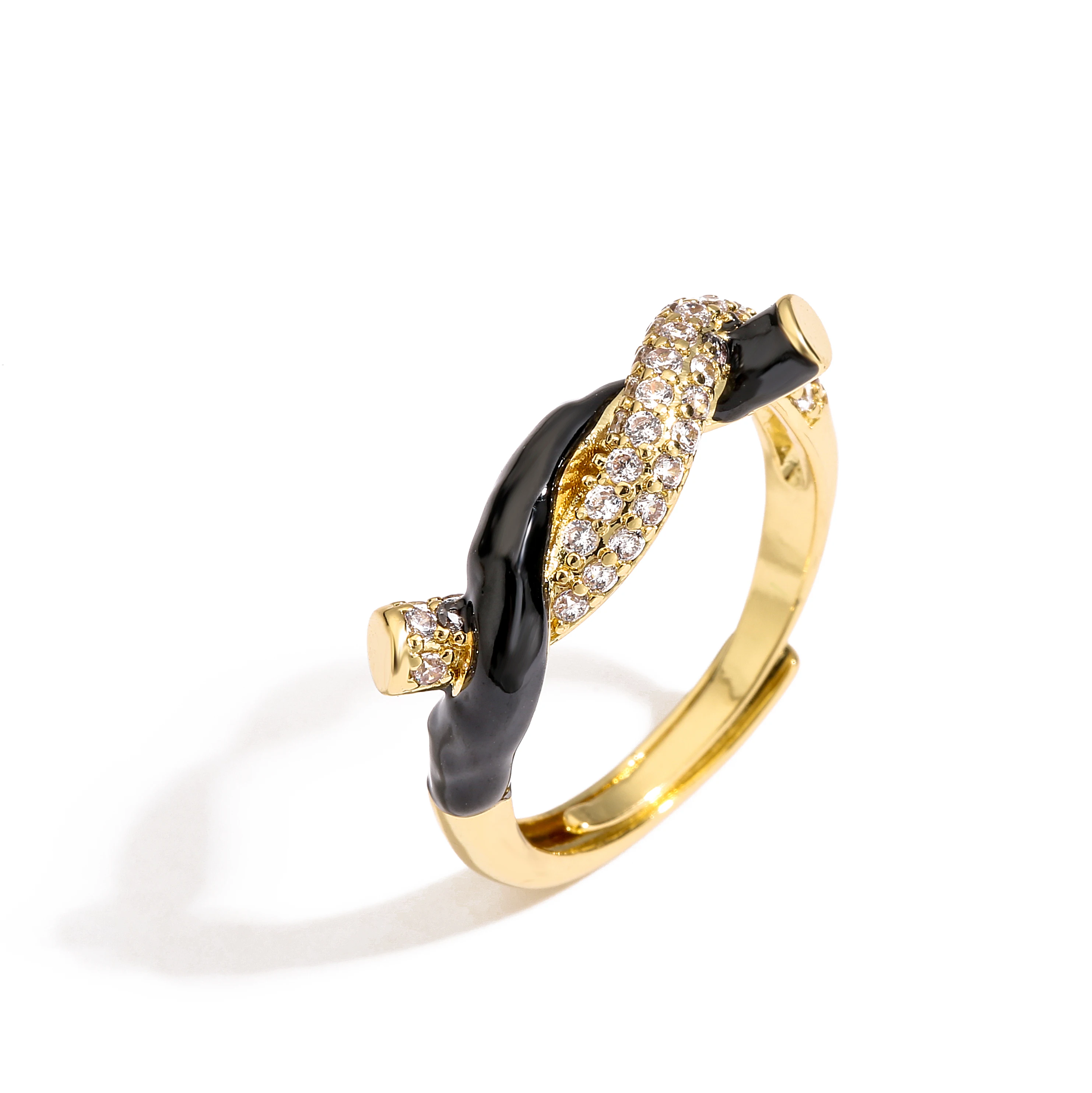Elegant – bague en cuivre plaqué 18k, bijoux en émail pour femmes, anneau torsadé à la mode