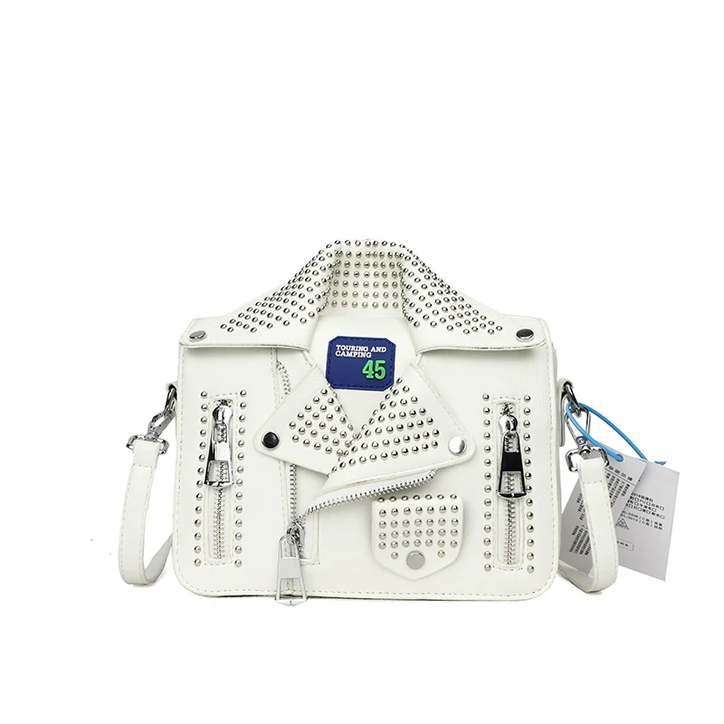 Fashion Jacket Shoulder Bags for Women Hip Hop Studded Crossbody