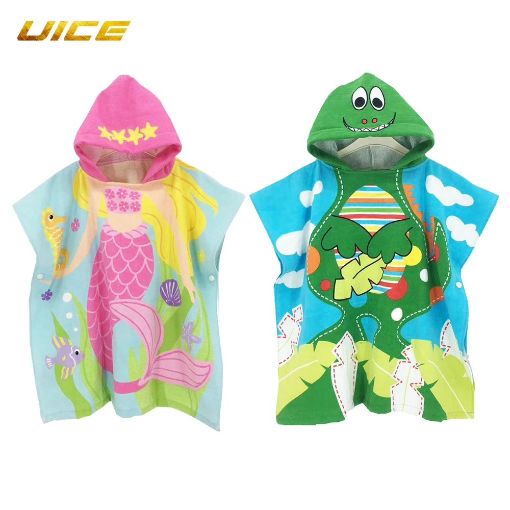 

Kids Wearable Hooded Towel Beach Microfiber Changing Robe Poncho Surf Towel Swimming Beach Quick Dry Bathrobe