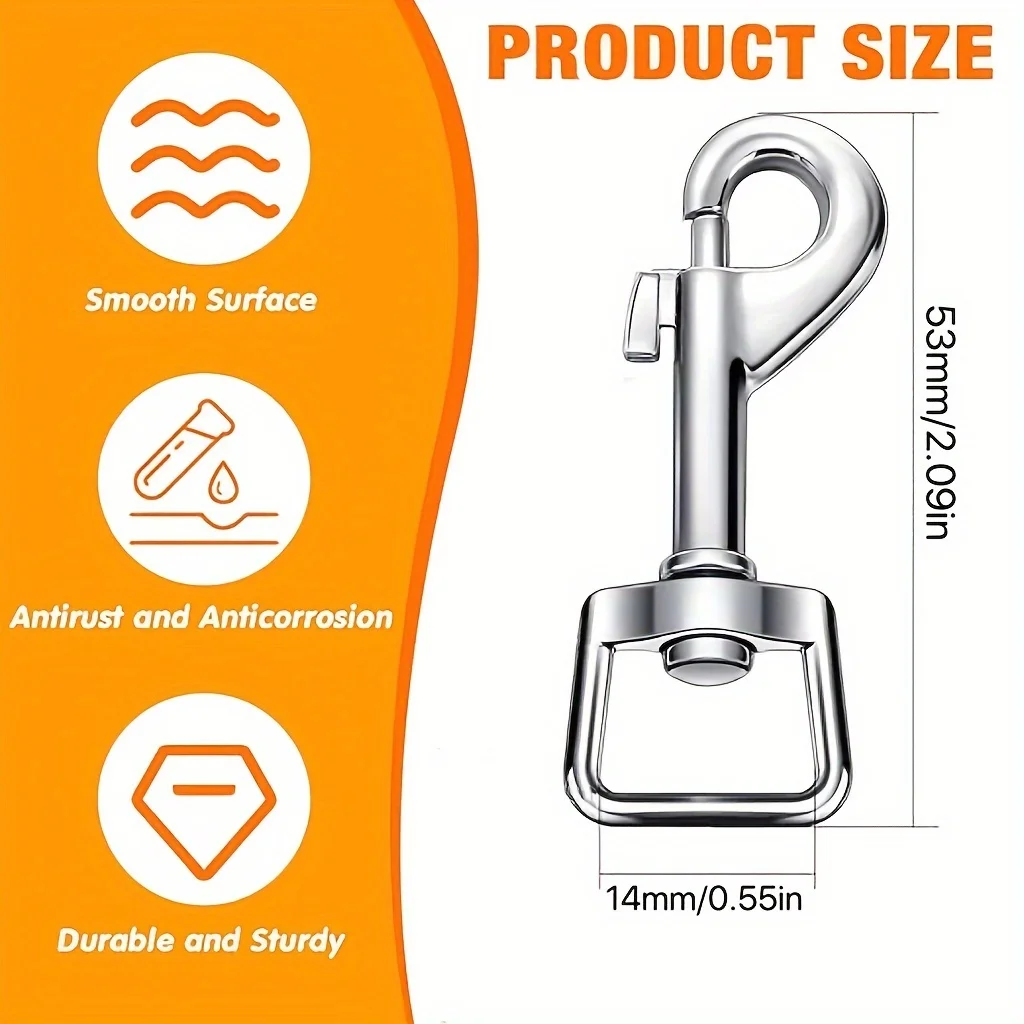 10피스 금속 회전식 아이볼트 버클, 개 목줄 버클, 트리거 러기지 스트랩 버클, 키체인