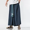 2023 Japanese Kimono Men Wide Leg Pants Joggers Retro Loose Trousers Man Yukata Style Linen Pants Big Crotch Nepal Robe Trousers 4