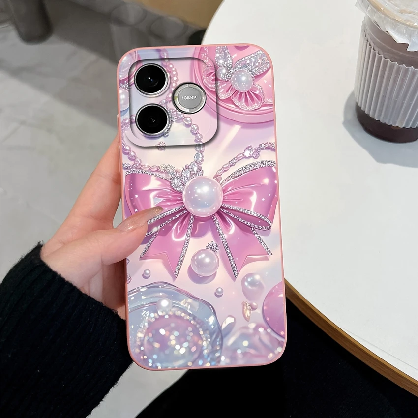 Luxury Bow Print Soft Silicone Anti-Drop Case - Lightweight & Smooth Finish