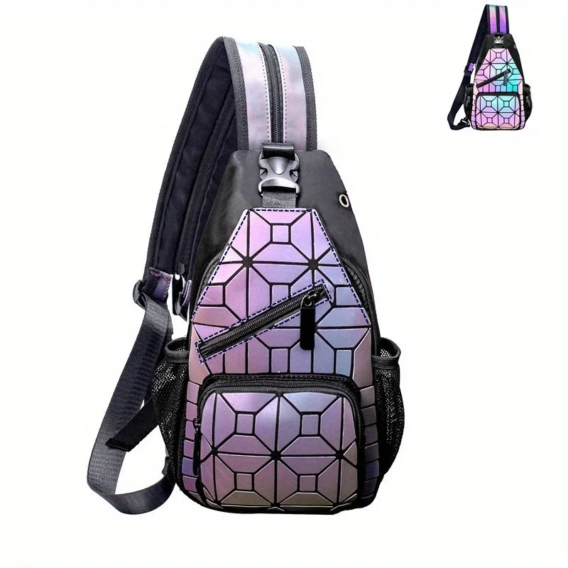 Rave Backpack Geometric Luminous Backpack Reflective Holographic