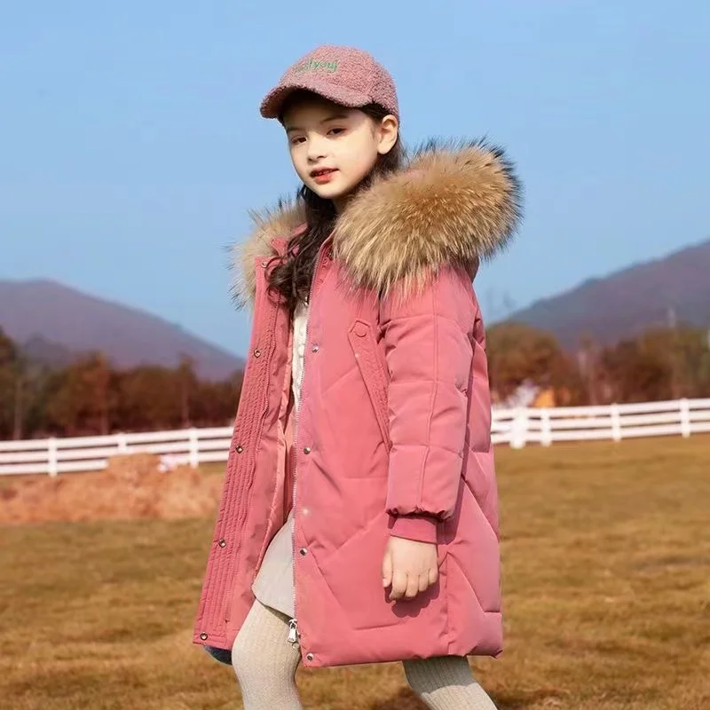 

Winter Jackets For Kids Girl Guck Down Jacket Girl Winter Jacket Winter Fur Collar Parkas Snowsuit Hooded Long Kids Coat 2024