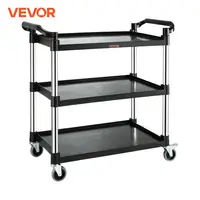 VEVOR Utility Service Cart 3 Shelf Heavy Duty 220LBS Food Service Cart Rolling Kitchen Storage Trolley with 4 Lockable Wheels 1
