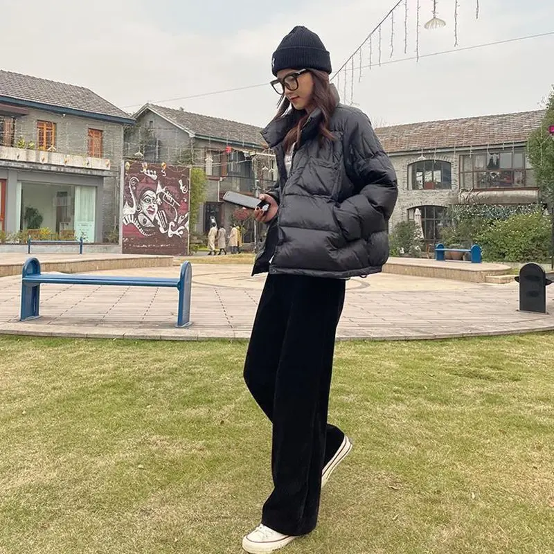 Corduroy Wide Leg Pants Women Spring and Autumn New Korean High Waisted Loose Waffle Straight Leg Pants Female