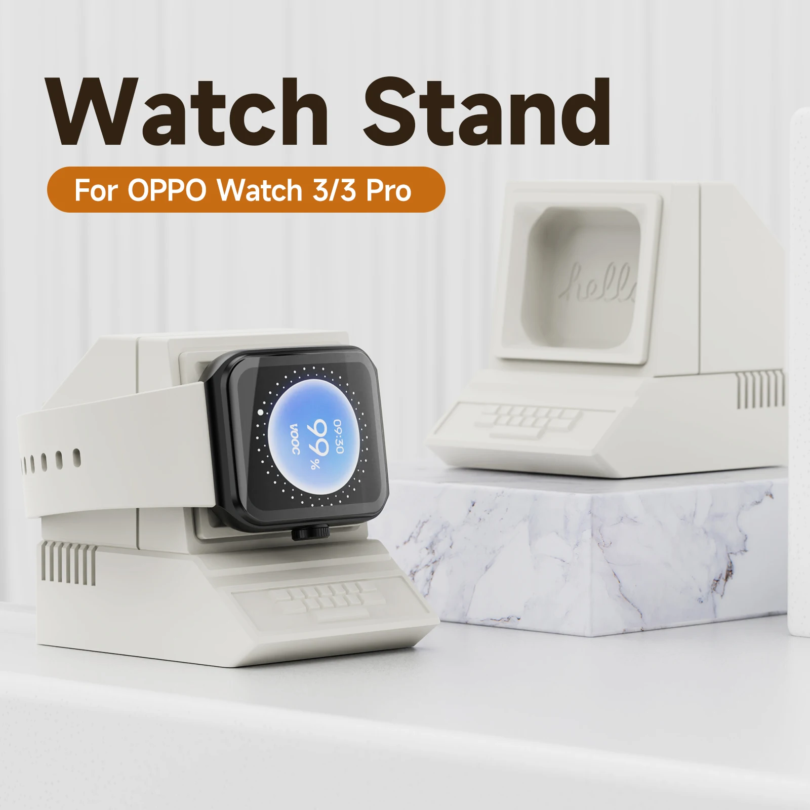 

Charging Dock Station for OPPO Watch 3 Pro Smart Watch Charger Stand Holder Retro Computer Pattern Bracket for OPPO Watch 3