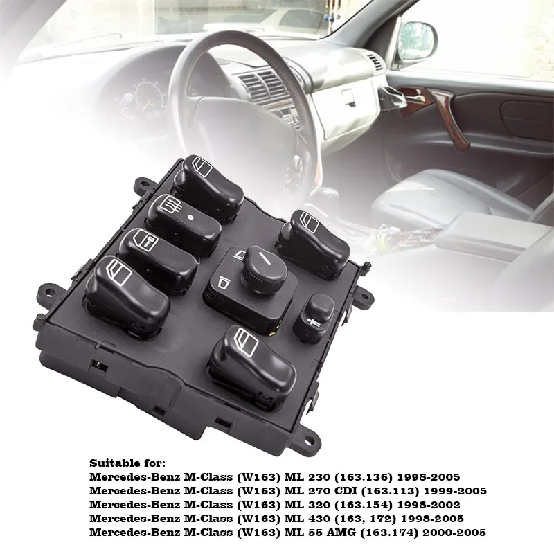 

New 1638206610 A1638206610 Power Window Master Switch for 1998-2005 Mercedes-Benz ML320 W163 ML400 ML430 ML500 A 163 820 6610