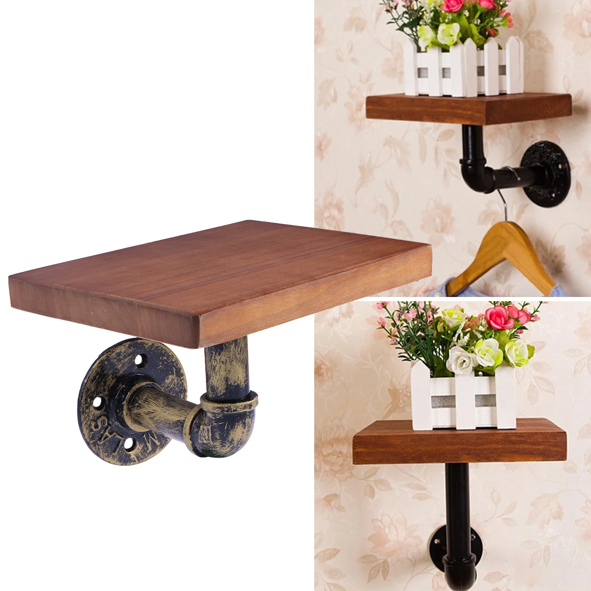 

Book Stand Bracket Decoration Shelf Water Wooden Wrought Iron Solid Partition