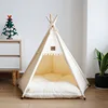 Pet Dog Cat House Bed with Thick Cushion for Cats Medium and Small Dogs Puppy Deep Sleeping Indoor Soft Canvas Pet Supplies 2
