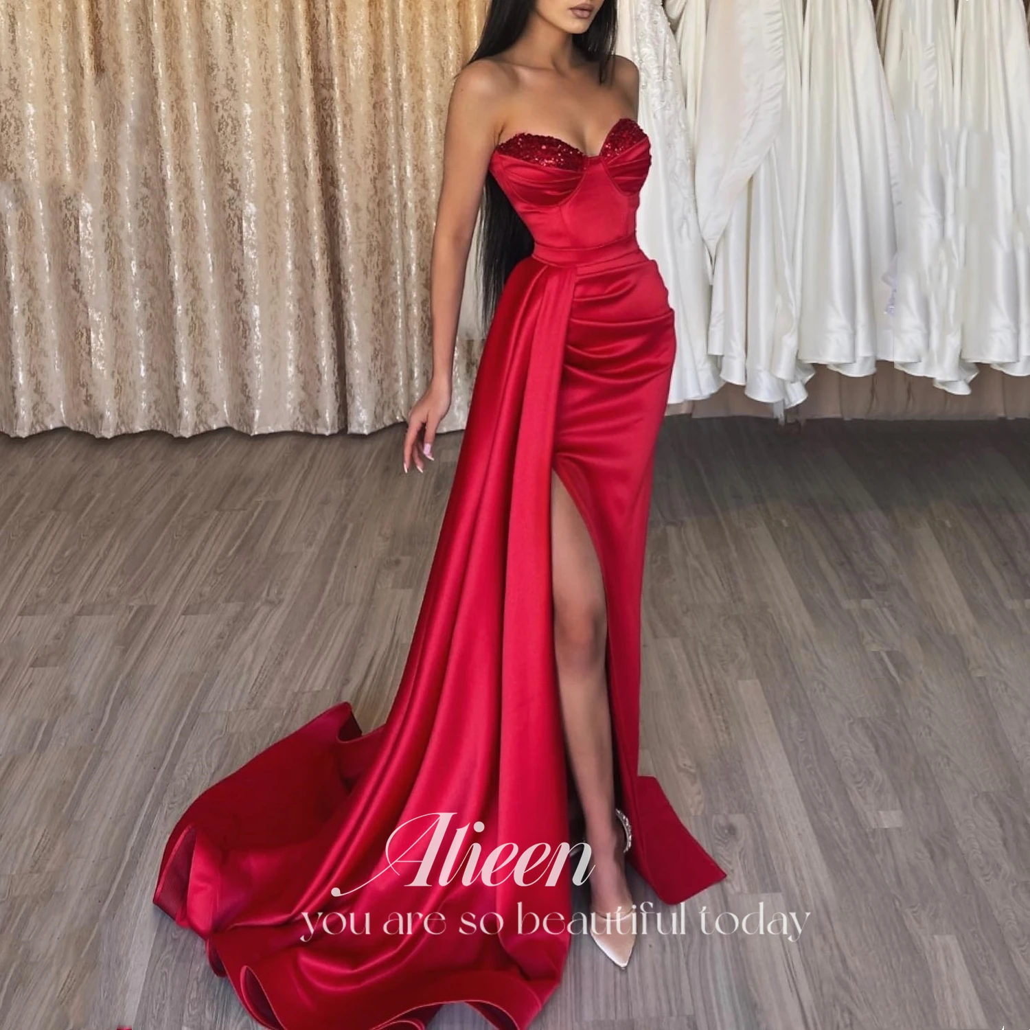 

Aileen Red Mermaid Sweetheart Evening Dresses Woman Elegant Party Dress 2024 Prom Gown Robe De Soiree Femmes Ball Gowns Wedding