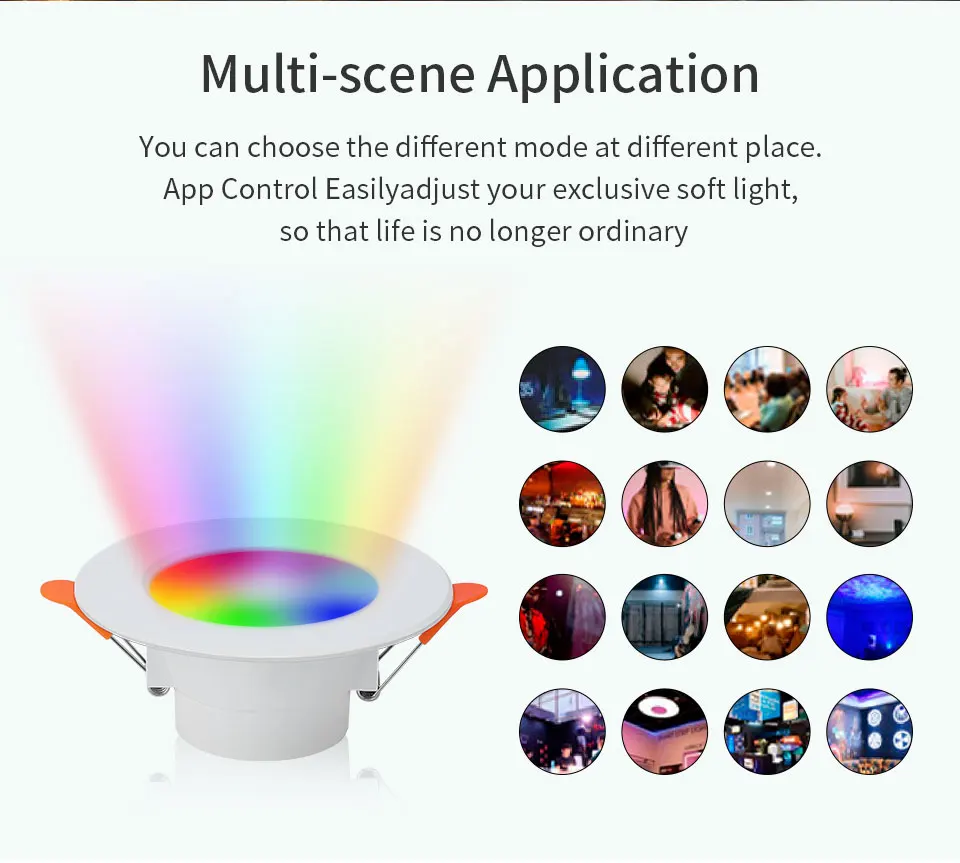 Description Picture 3 of itemTuya Smart LED Downlight AC 220V 10W RGB WW CW Bluetooth Ceiling Lamp Dimmable App Control For Bedroom Living Room Lighting