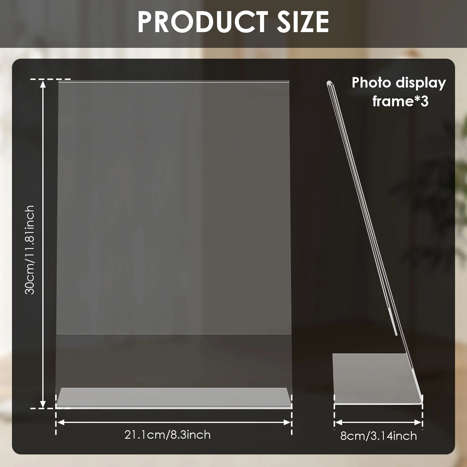 Acrylic Display Holder 3Pcs Acrylic Sign Holder Clear A4 Sign Stand Slanted Menus Holder Flyer Desktop Display Stand Table Top Document