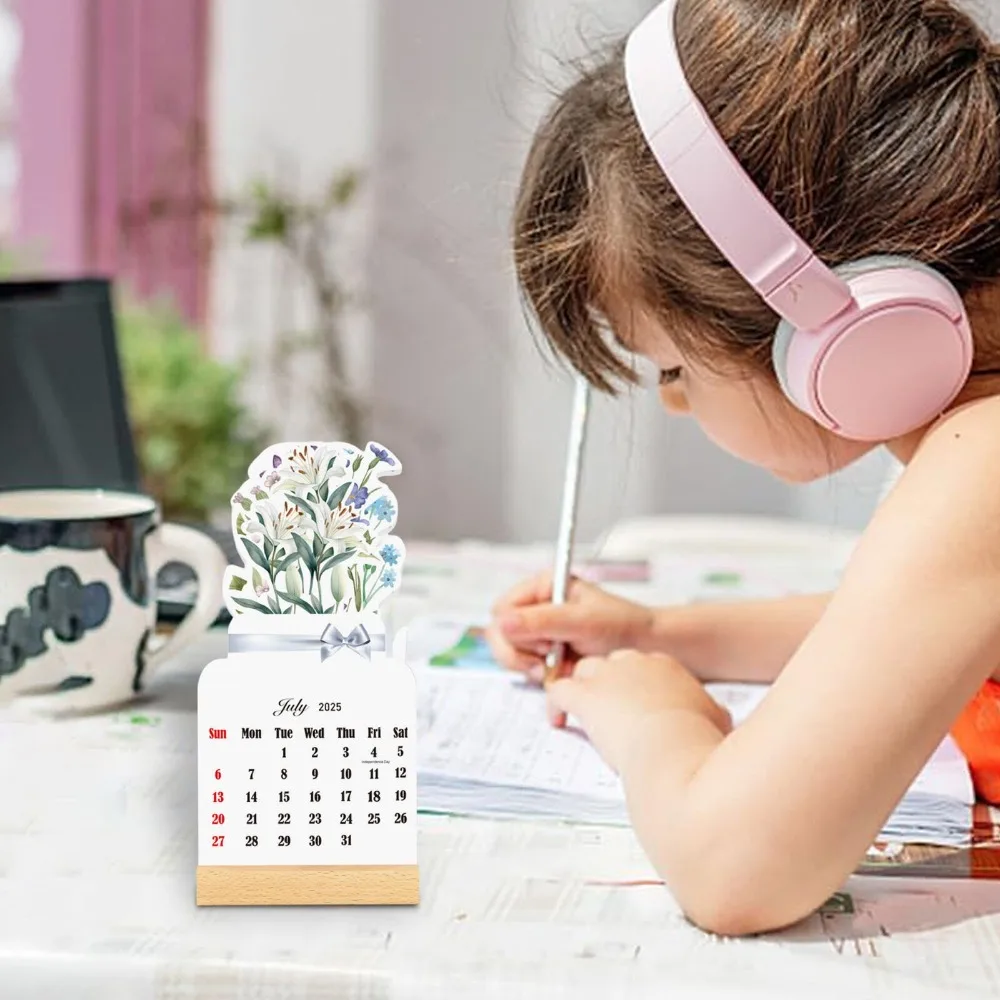 New Year Bloomy Flowers Desk Calendar Monthly Planner Vase Shaped Desk Calendar With Detachable Base Countdown Calendars