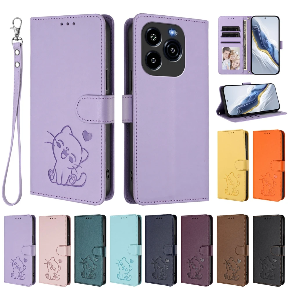 3D Cute Cat Flip Leather Phone Case with  Cover Design