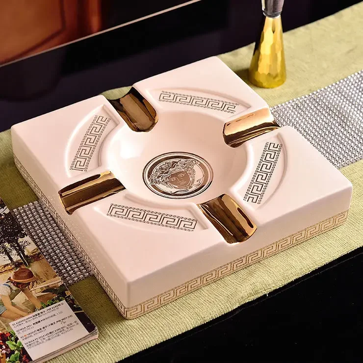 European style ceramic ashtray creative trend fashion retro living room coffee table large home office ceramic ashtray