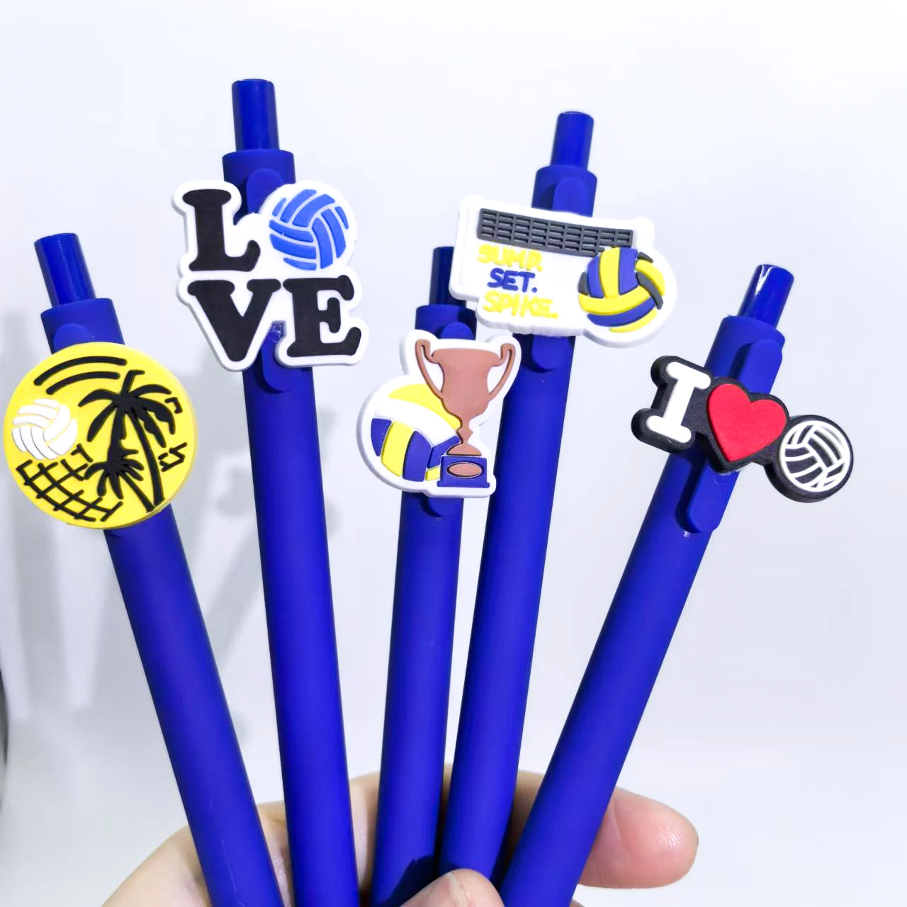 10Pcs volleyball soft patch neutral pen sports series solid color student stationery ballpoint pen style random 4