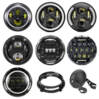 7 Inch Led Auto Headlight Motorcycle LED Headlight DRL Angel Eyes for Harley Honda Yamaha Jeep Lada Niva Urban Car H4 Headlamp