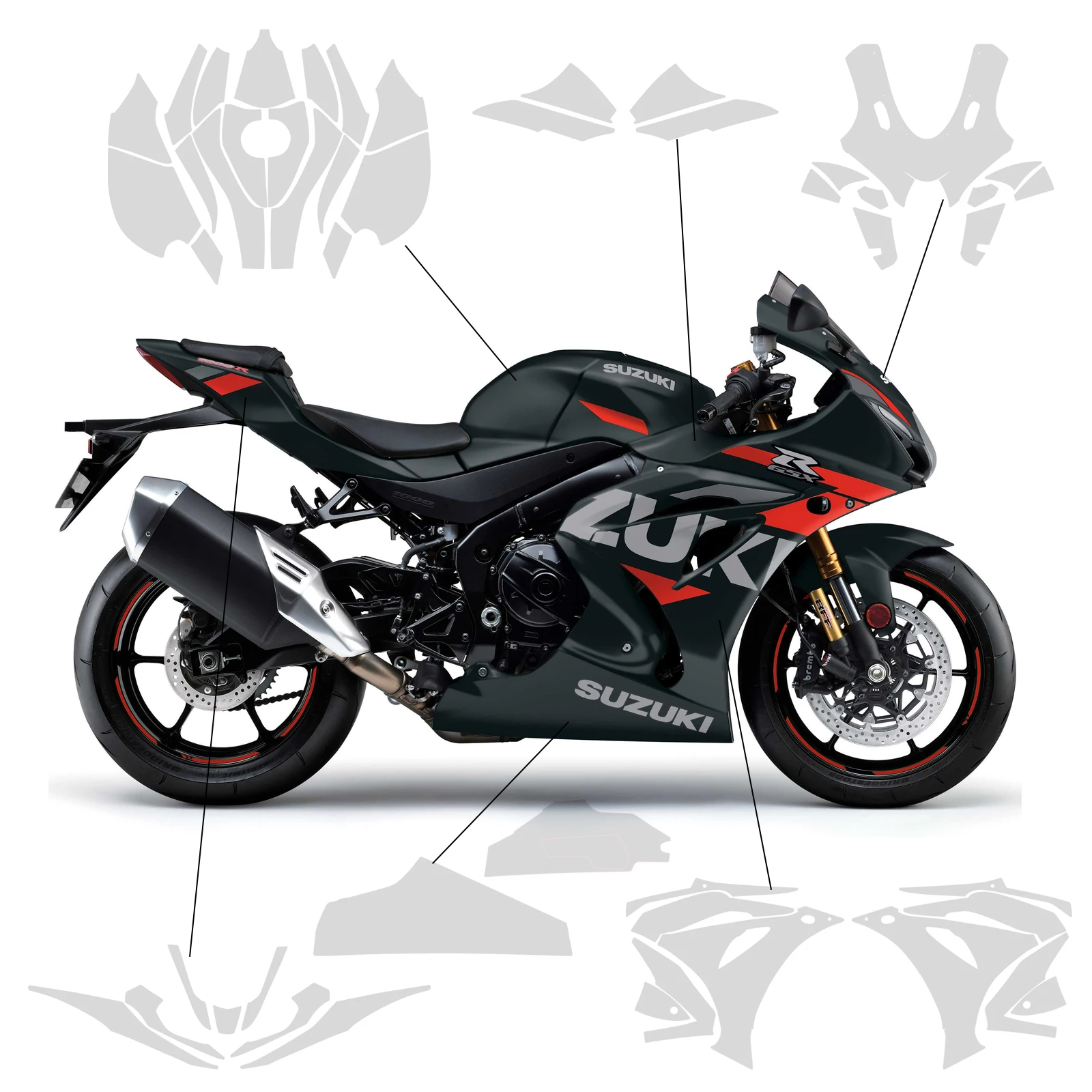 GSXR 1000 R PPF 스크래치 방지 페어링 바디 페인트 보호 키트 스즈키 GSX-R 1000R 오토바이 TPU 투명 보호 필름