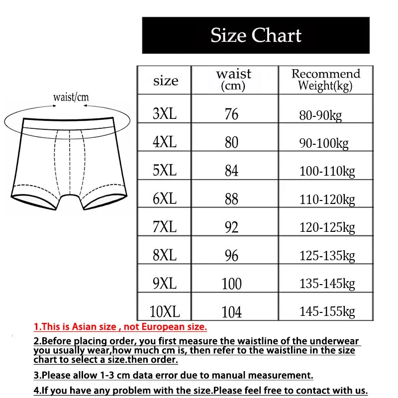 Men's Boxer Shorts High Waist  Men's Panties - 10xl 4pcs Plus