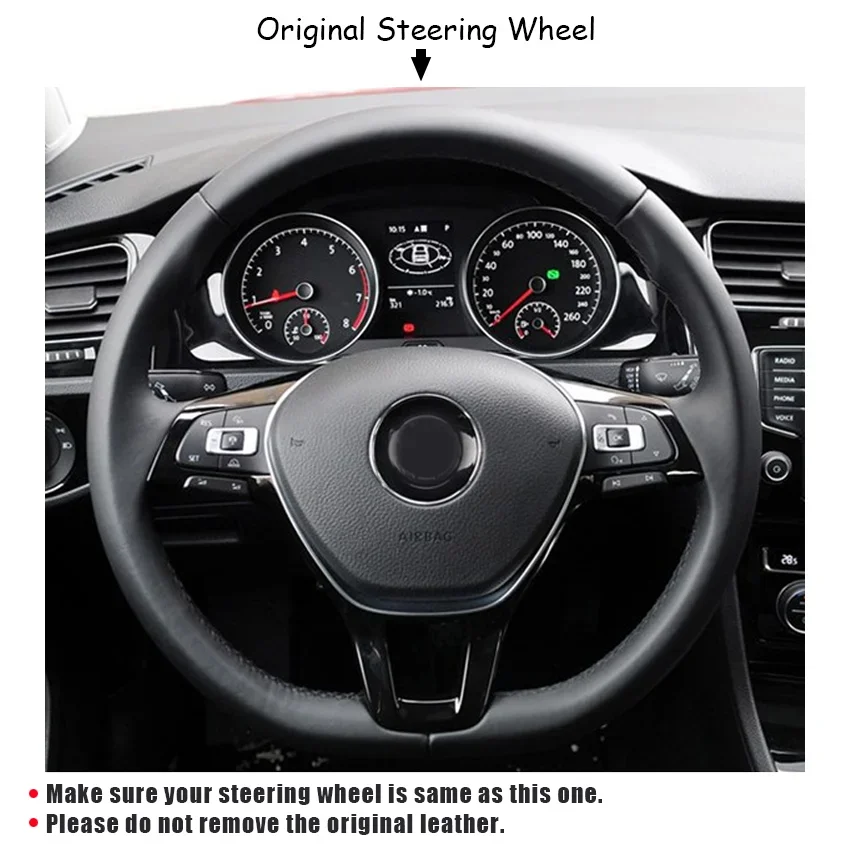 Steering Wheel Cover Hand-stitched Artificial Leather For Volkswagen Golf 7 Mk7 New Polo Passat B8