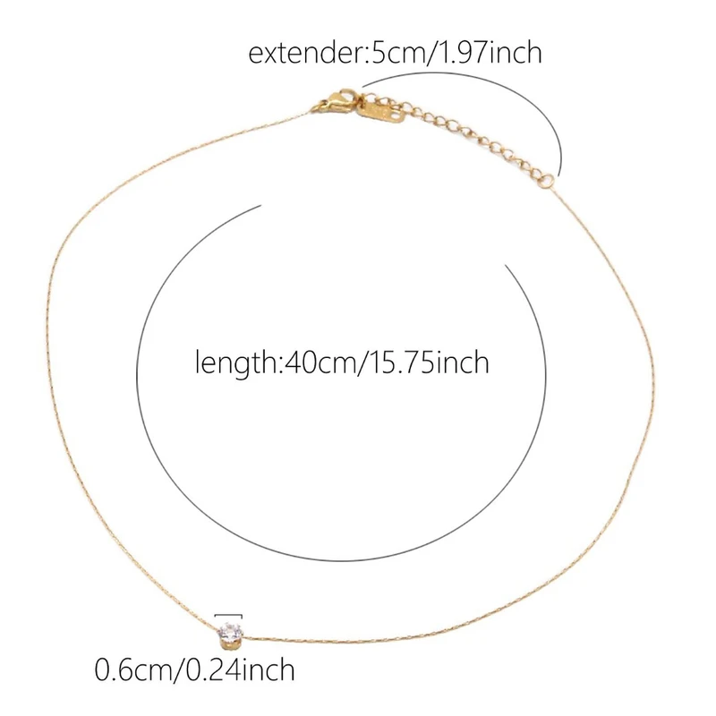 Stainless Steel Gold Plated Dainty Minimalist Zircon Charm