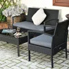 4PCS Patio Rattan Furniture Set, Outdoor Wicker Conversation Set with Tempered Glass Coffee Table, Seat Cushions 5