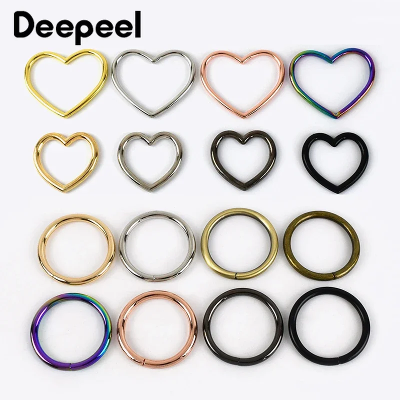 

10Pcs Deepeel 29/38/40mm Alloy O Rings Heart Buckle Love Ring Metal Buckles Round Clasps DIY Hardware Sewing Bag Accessories