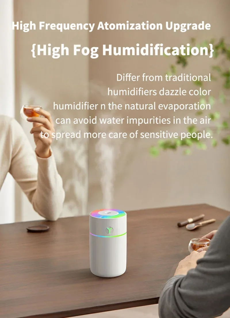 Description Picture 5 of itemOnePlus Humidifier Oil Air purifier Aromatherapy Diffuser 230ml Portable Aroma Oil Diffuser USB Colorful Light Bedroom Car Desk