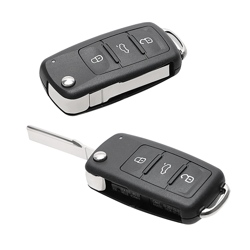 Key Case 3 Buttons Remote Flip Blank Covers for VW Car Keys