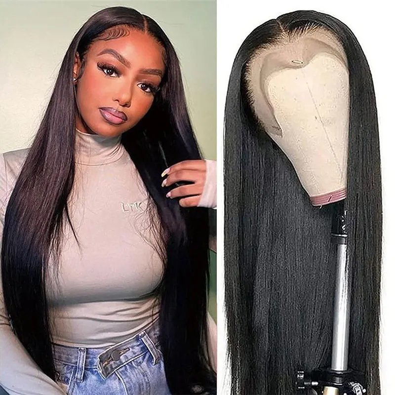 

High Quality Straight Synthetic 13X4 Lace Front Wigs Glueless Heat Resistant Fiber Hair Middle Parting For Women Daily Use Wear