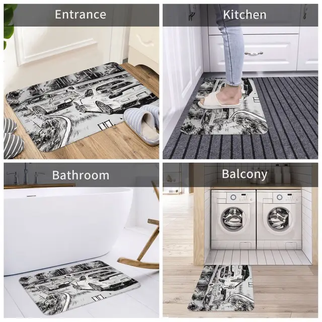 Kezdeti D Fürdőszoba Nem Csúszás Szőnyegen Manga Panel Rx7 Vs Nsx Napitor Mat Bevékény Kutatási Környezet Home Decortion Szőnyeg - Image 5