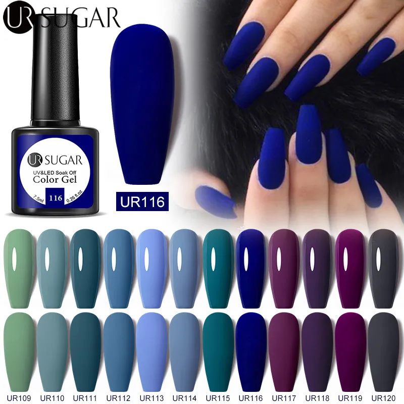 UR SUGAR 7.5ml Matte Blue Purple Dark Color Gel Nail Polish Hybrid For Base Gel Top Coat Soak Off UV LED Nail Art Manicure 2