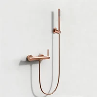 ชุดฝักบัวอาบน้ำแบบมือถือพร้อมก๊อกน้ำตกสำหรับอ่างอาบน้ำในห้องน้ำ, สีโรสบรัช, สีกันเมทัล, สีโรสโกลด์บรัช, สีโครเมียม, สีดำด้าน 1