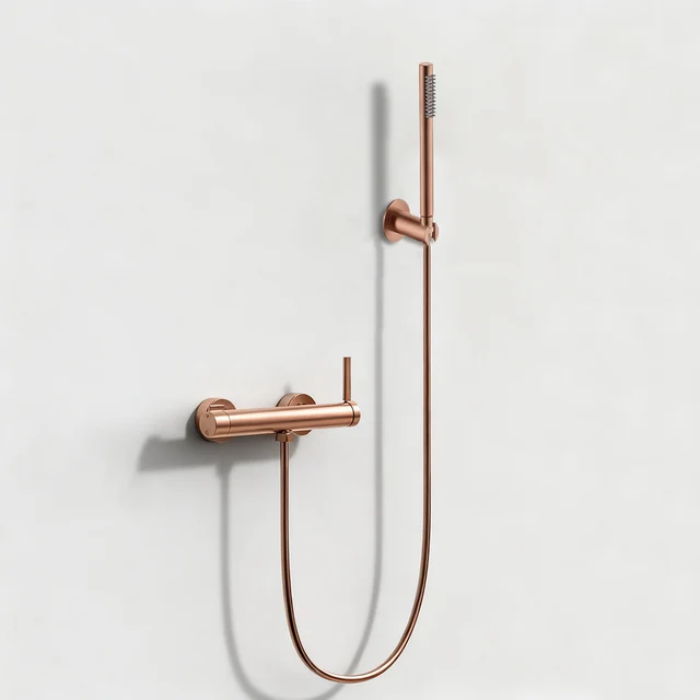 ชุดฝักบัวอาบน้ำแบบมือถือพร้อมก๊อกน้ำตกสำหรับอ่างอาบน้ำในห้องน้ำ, สีโรสบรัช, สีกันเมทัล, สีโรสโกลด์บรัช, สีโครเมียม, สีดำด้าน 1
