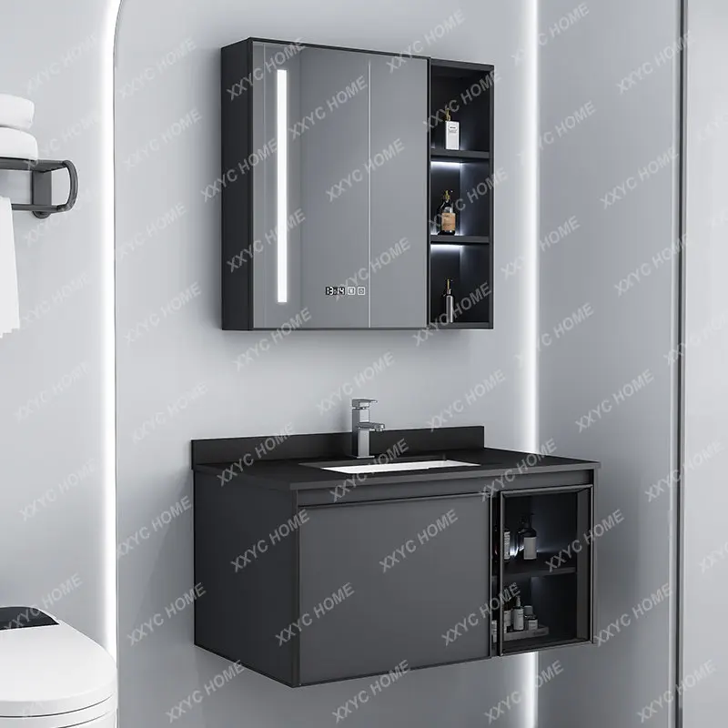 Set Armadi Lavabo Controsoffitto Lavabo Nero Armadi Da Bagno Rubinetti Appesi Mobili Da Bagno Mobili Ausiliari
