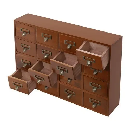 64 Drawer Storage Cabinet Pine Wood Tabletop Organizer Box for Home Office Craft Supplies Organization