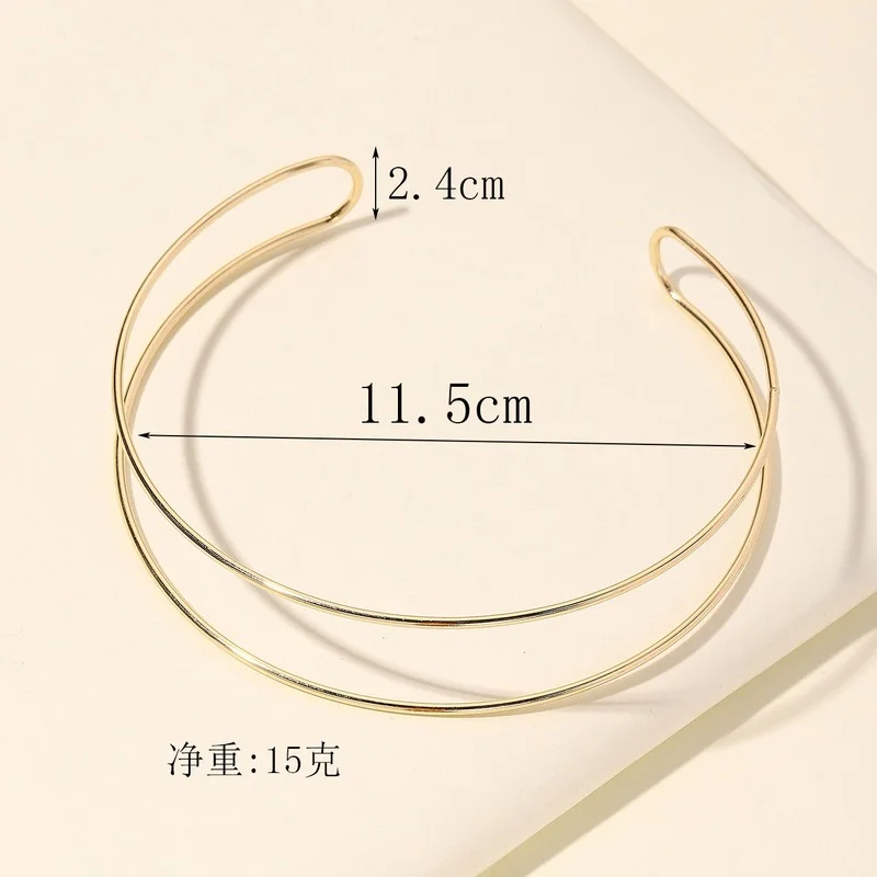 Metal Choker Necklace For Women Simple Punk Style Double Metal Line Dorado Collar Jewelry women jewelry