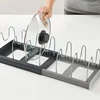 Expandable Pot And Pan Organizers Rack Stainless Steel Kitchen Cabinet Pantry Bakeware Holder Drying Cookware Shelf Kitchen Tool 2