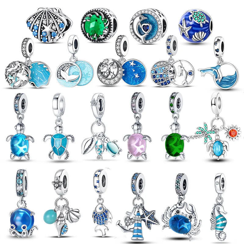 

Original 925 Sterling Silver New Ocean Series Turtle Shell Charm Octopus Beads Mermaid for Pandora Bracelet DIY Jewelry Gift