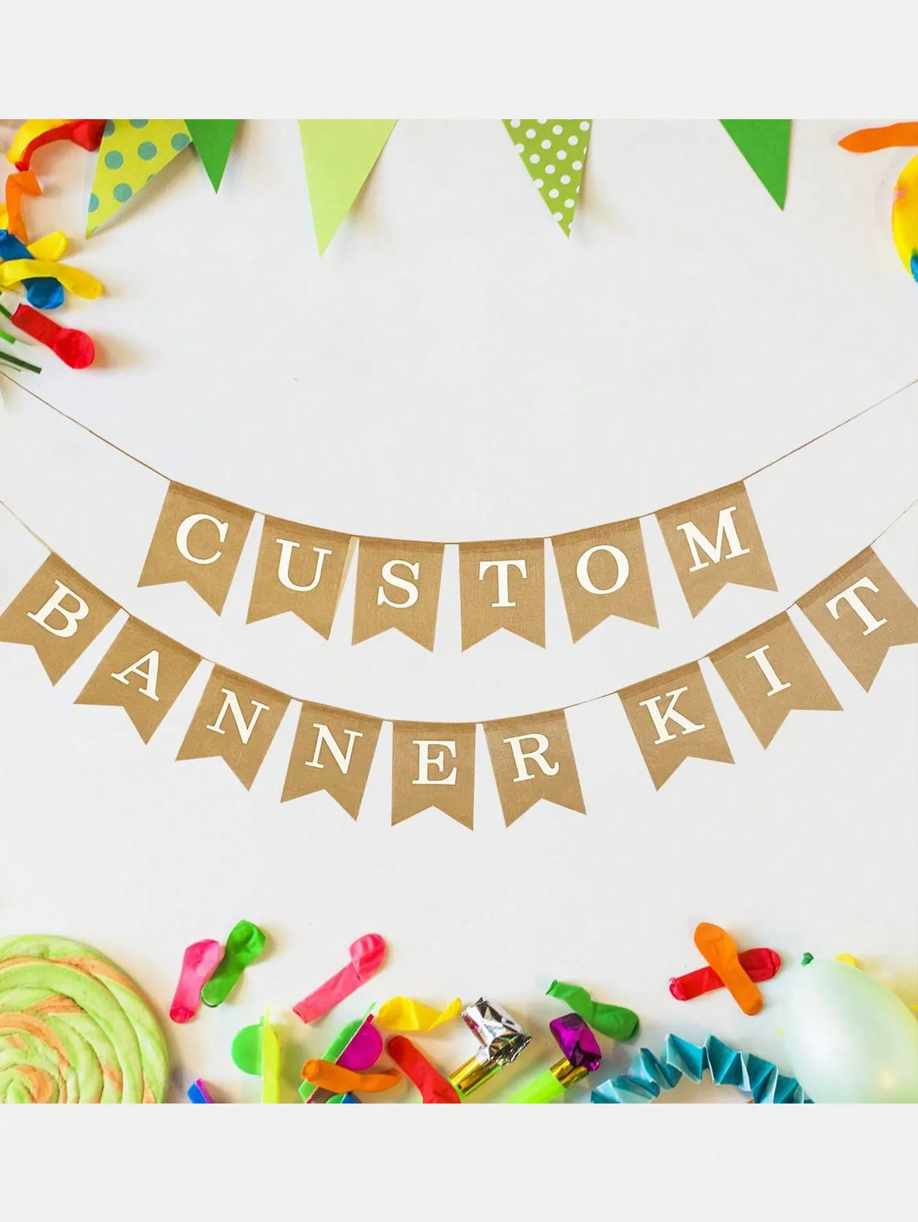 15pcs Burlap Banner, DIY Banners, Party Decor for Birthday, Wedding, Baby Shower and Graduation