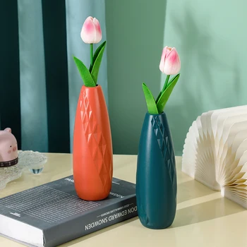 2022 Multiple PE Vase Flower Imitation Ceramic Plastic Flower Vase Flower Basket Nordic Style Modern Vases Decoration Home Decor 2