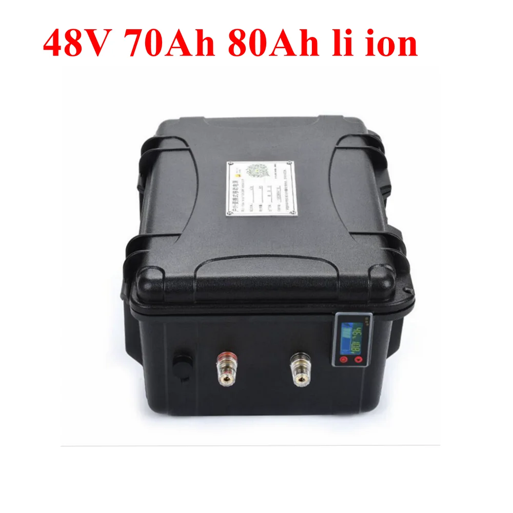 

48V 80AH 70Ah Lithium Li-ion battery for 5000w tricycle fishing boat Forklift Van vehicle + 10A Charger