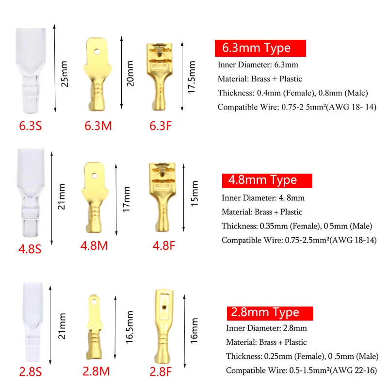 박스형 압착 단자, 전기 커넥터, U/O 모양, 접합 종단 2.8/4.8/6.3mm, 와이어 커넥터, 케이블 종단 플라이어