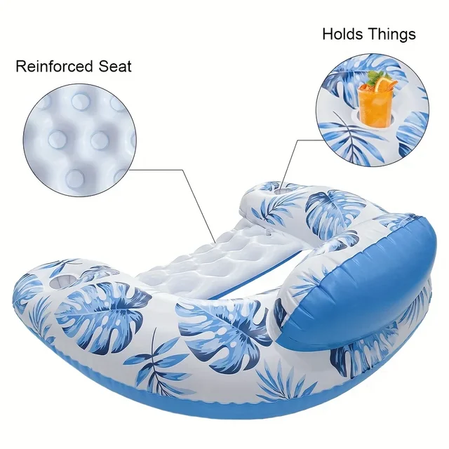 1pc U-Shape Leaf Design Inflatable Pool Float Lounger Swimming Pool Party Fun Water Rest Float Seat Pool Accessories 3