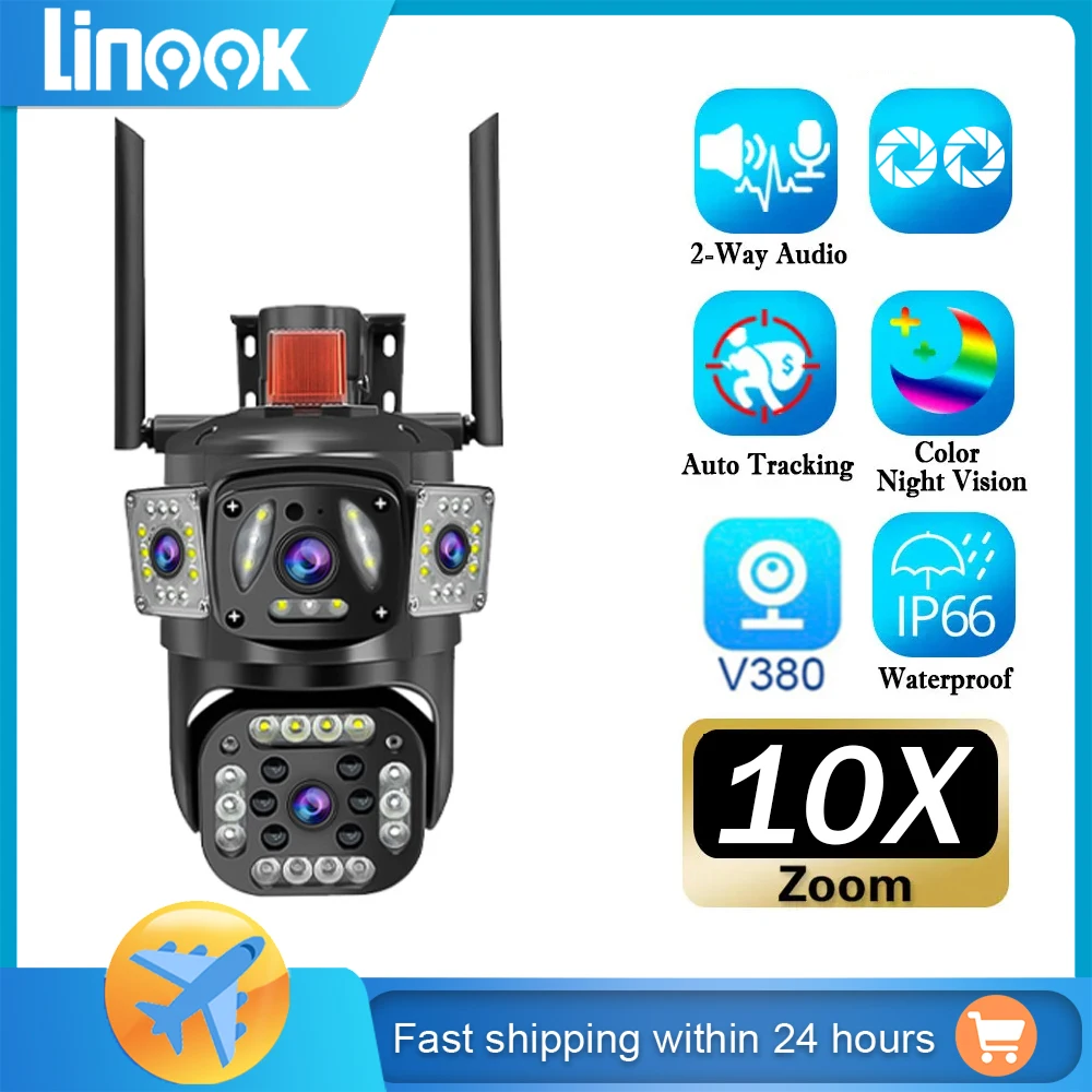 

Linook CCTV camera V380,CCTV dual lens camera,IP security camera CCTV,360,WIFI,HD1080P outdoor waterproof belt alarm 360