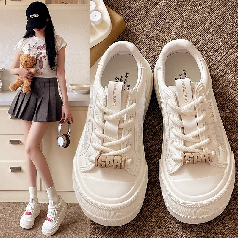 

Женские кроссовки с круглым носком, спортивная обувь на платформе, с закрытым носком, повседневные полуботинки, подходят ко всему